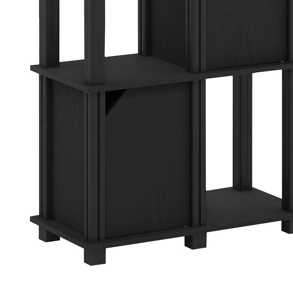 HOMLUX 4-Tier Storage Bookcase with Three Doors in Black Oak and Black, , large