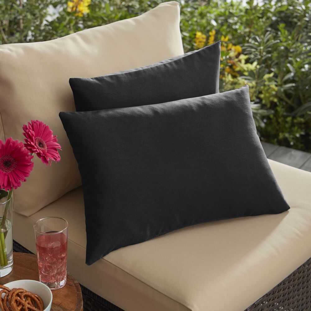 Sorra Home Sunbrella 13" x 20" Pillow in Canvas Black (Set of 2), , large