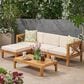 Hearth and Haven Alcove 5-Piece Outdoor L-Shape Sectional Set with Beige Cushion in Teak, , large