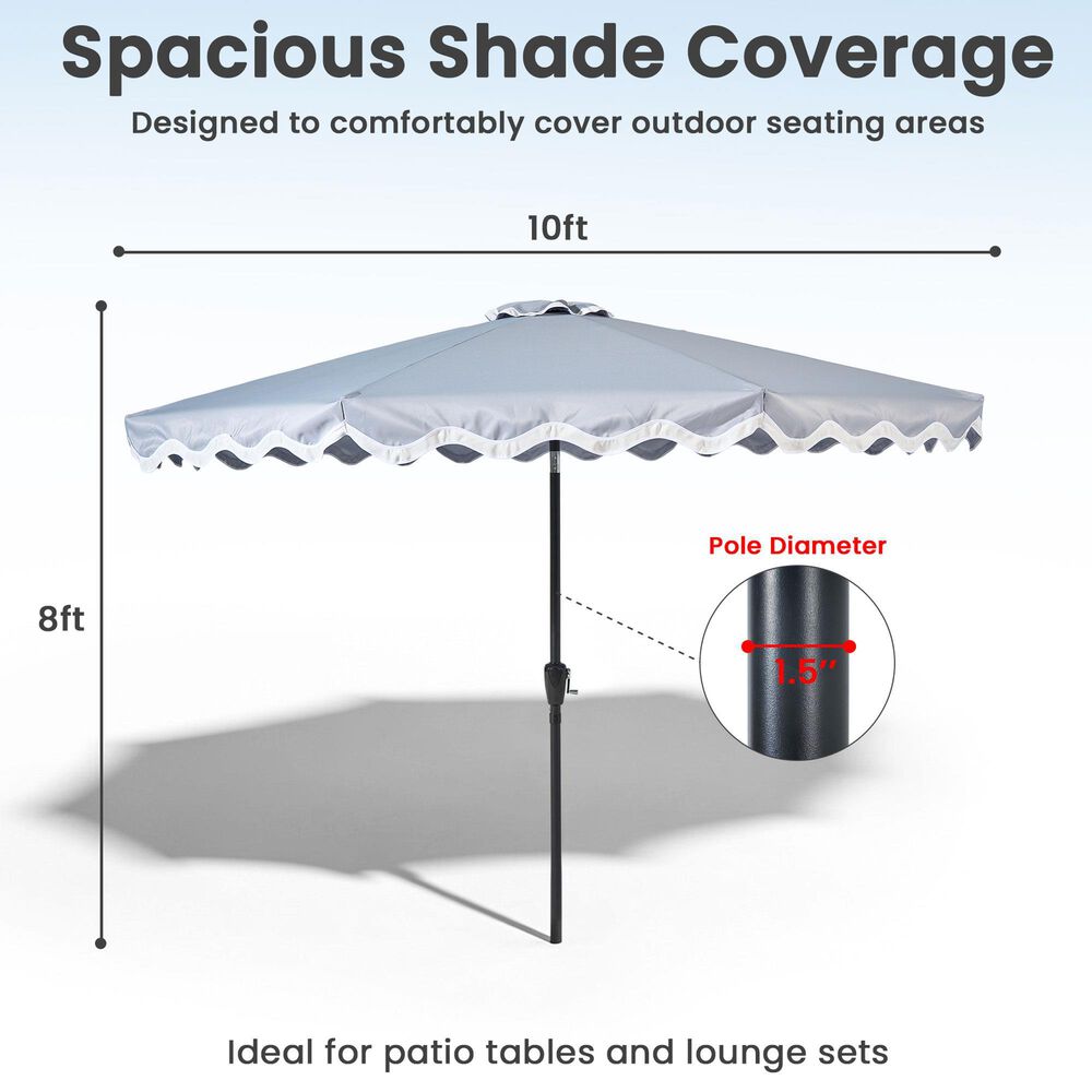 HOMLUX 10' Patio Umbrella with Lights in Gray, , large