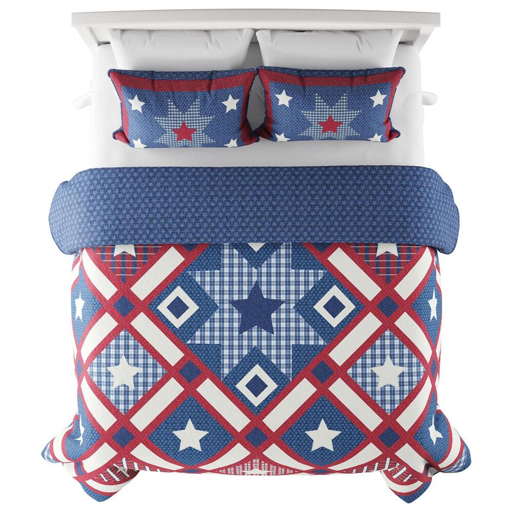 Timberlake Lavish Home 3-Piece Full/Queen Homestead Quilt Set in Red, White, Blue, , large