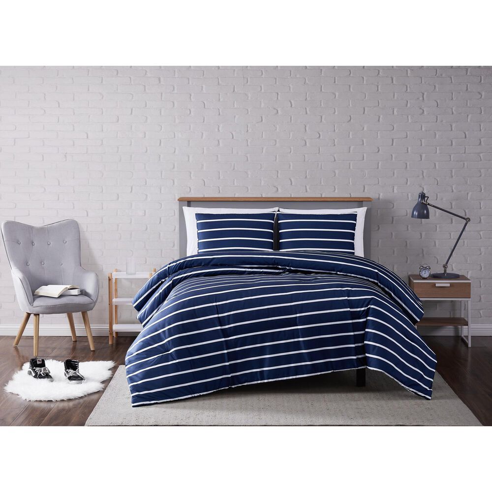 Pem America Truly Soft Maddow 3-Piece King Comforter Set in Navy, , large