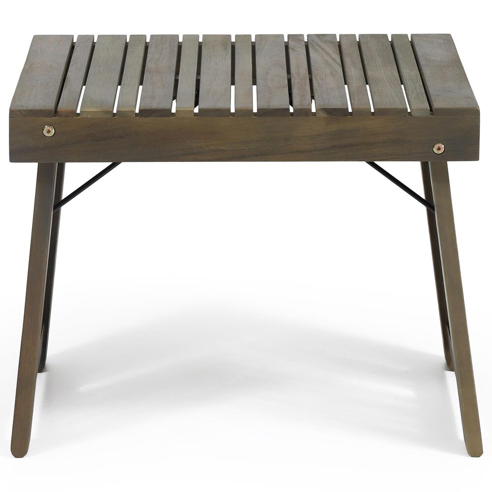 Hearth and Haven Kyoto Outdoor Folding Side Table with Slatted Top in Grey, , large