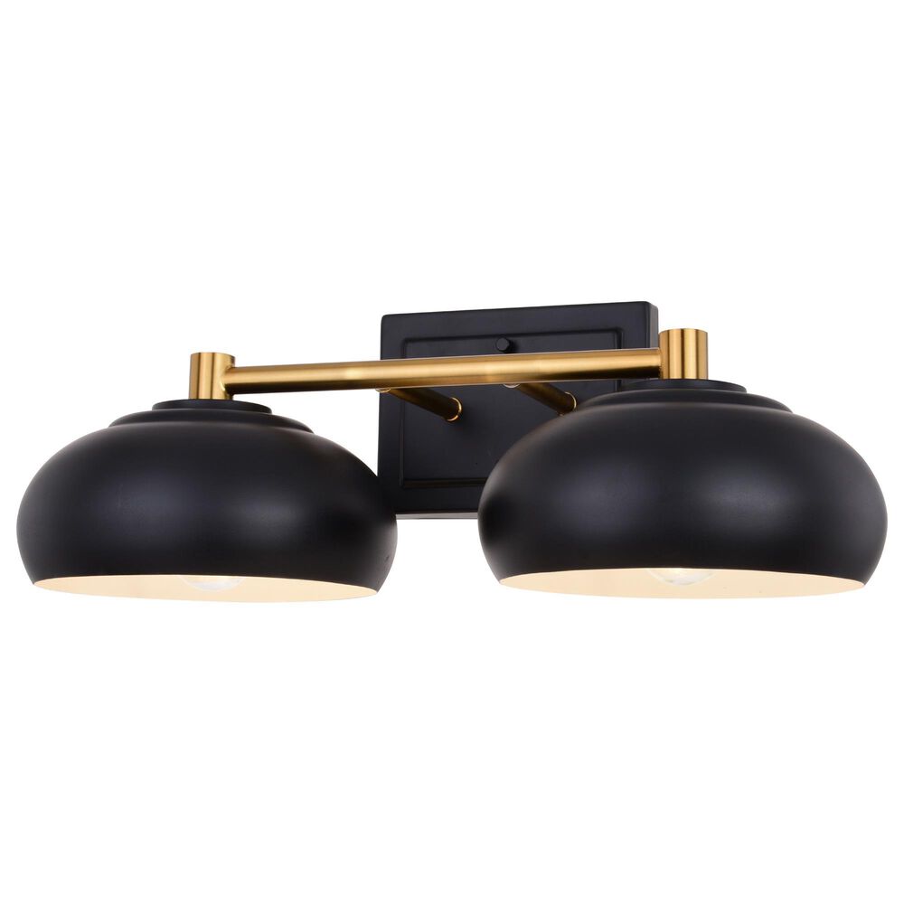 Vaxcel Belmont 2-Light Bathroom Vanity in Matte Black and Satin Brass, , large