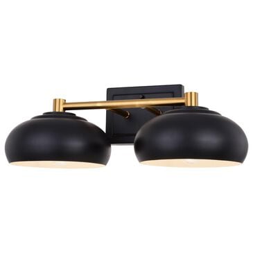 Vaxcel Belmont 2-Light Bathroom Vanity in Matte Black and Satin Brass, , large