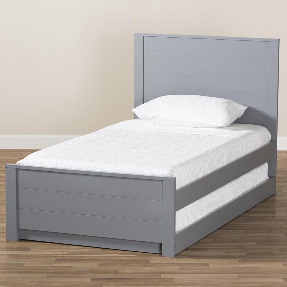 Baxton Studio Catalina Twin Platform Bed with Trundle in Grey