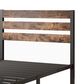 Hearth and Haven Twin Platform Bed with Slat Wood Headboard in Black and Rustic Brown, , large