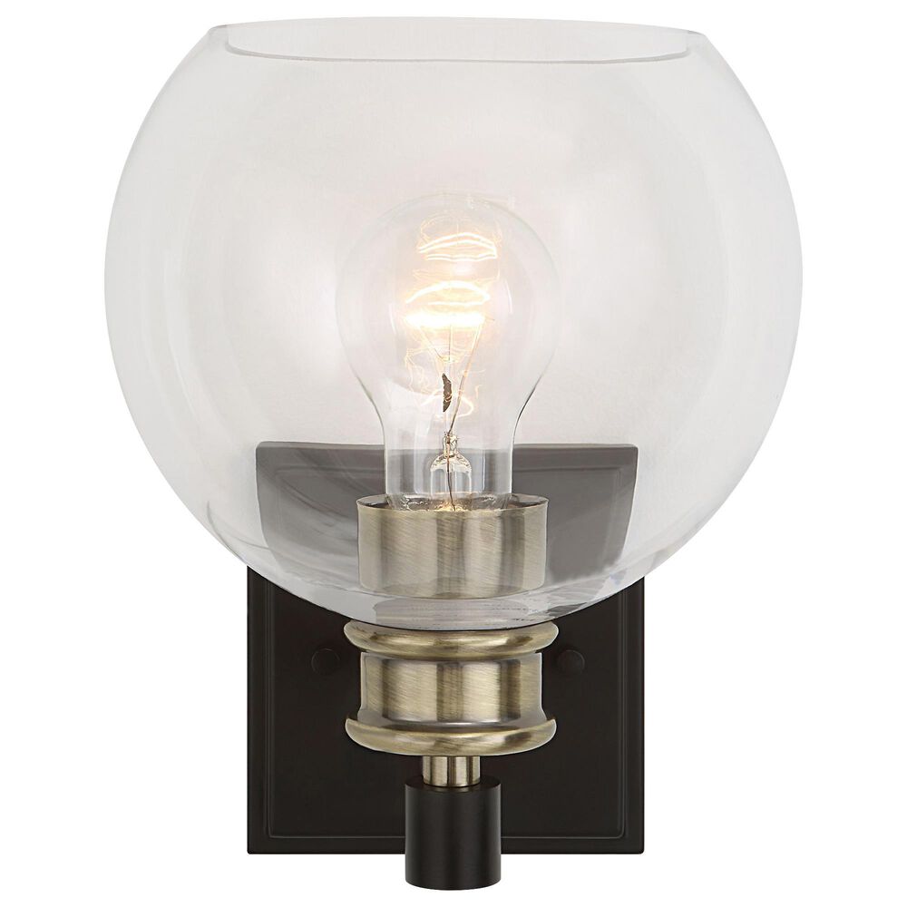 Uttermost Kent 1-Light Wall Sconce in Matte Black and Antique Brass, , large