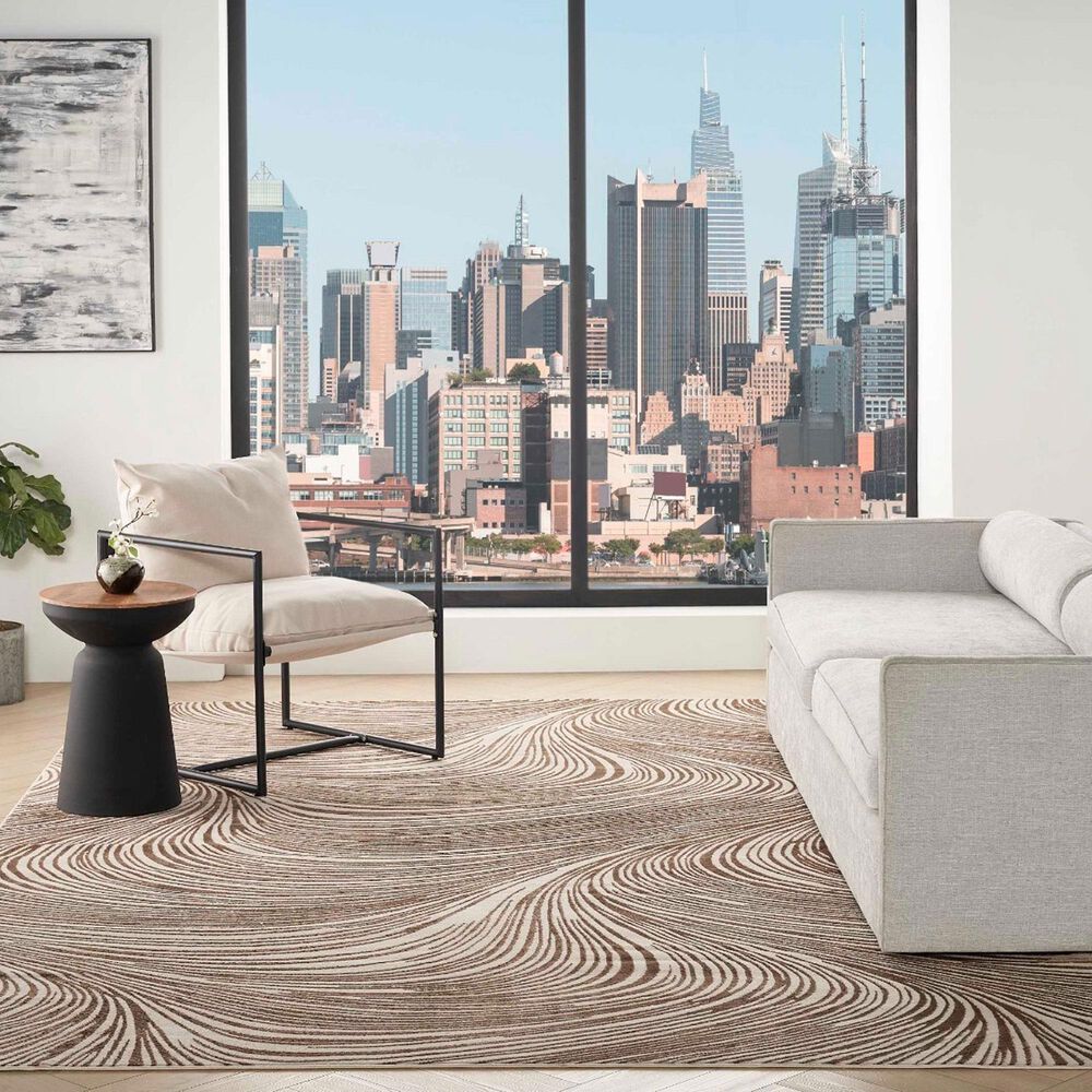 Nourison Central Park West CEP02 Beige and Brown 7&#39;10&quot; x 9&#39;10&quot; Area Rug, , large
