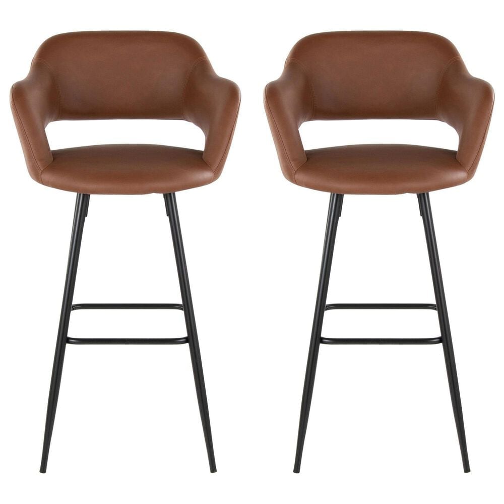 Lumisource Margarite Barstool with Brown Cushion in Black &#40;Set of 2&#41;, , large