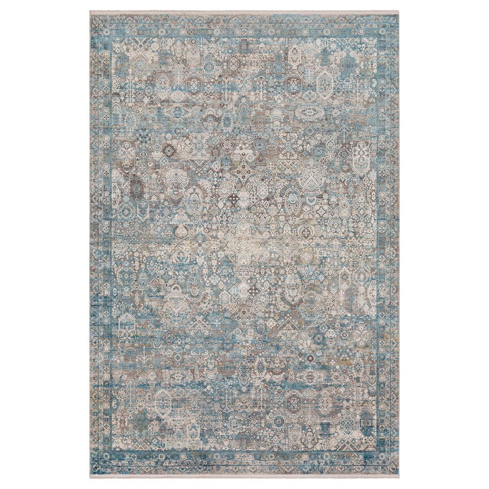 Surya Solar 6"7" x 9"6" Gray, Teal, Dark Blue, Light Gray, Charcoal and Mustard Area Rug, , large