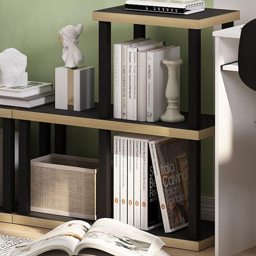 HOMLUX 3-Cube Display Bookshelf in Americano and Black, , large