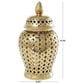 Maple and Jade Jar with Cutout Geometric Design and Lid in Polished Gold, , large