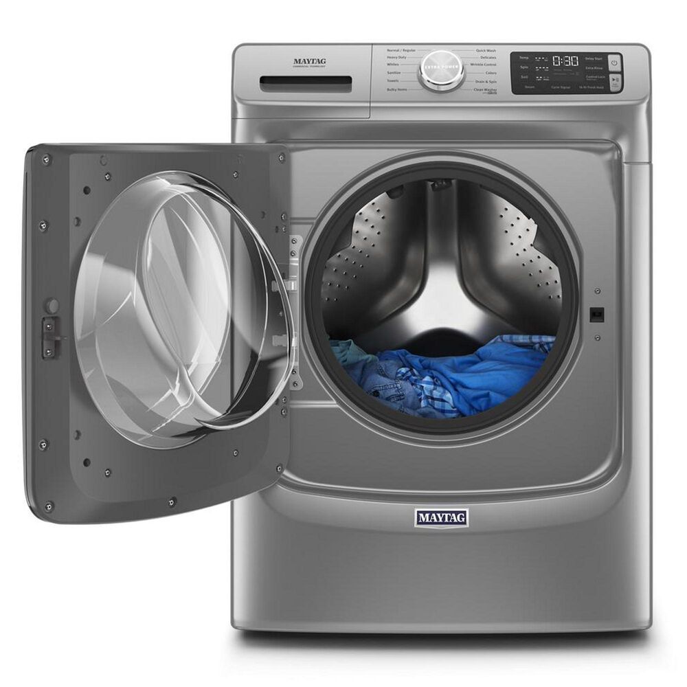 Maytag 4.8 Cu. Ft. Front Load Washer with Steam and 7.3 Cu. Ft. Electric Dryer - Metallic Slate, , large