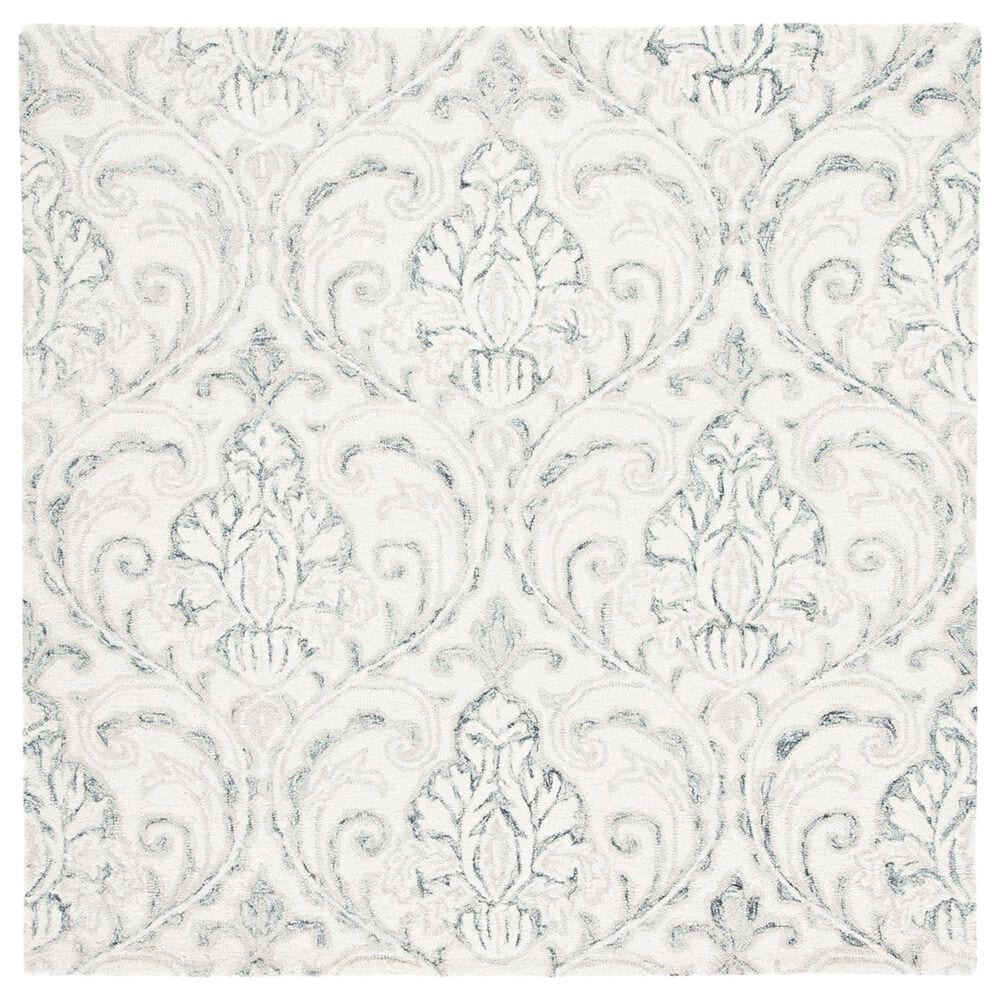 Safavieh Micro-Loop Damask 5" Square Ivory and Grey Area Rug, , large