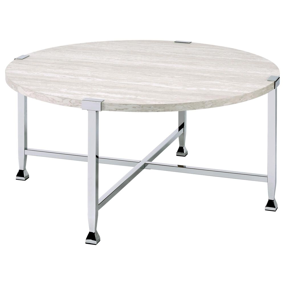 Gunnison Co. Brecon Coffee Table in White Oak/Chrome, , large