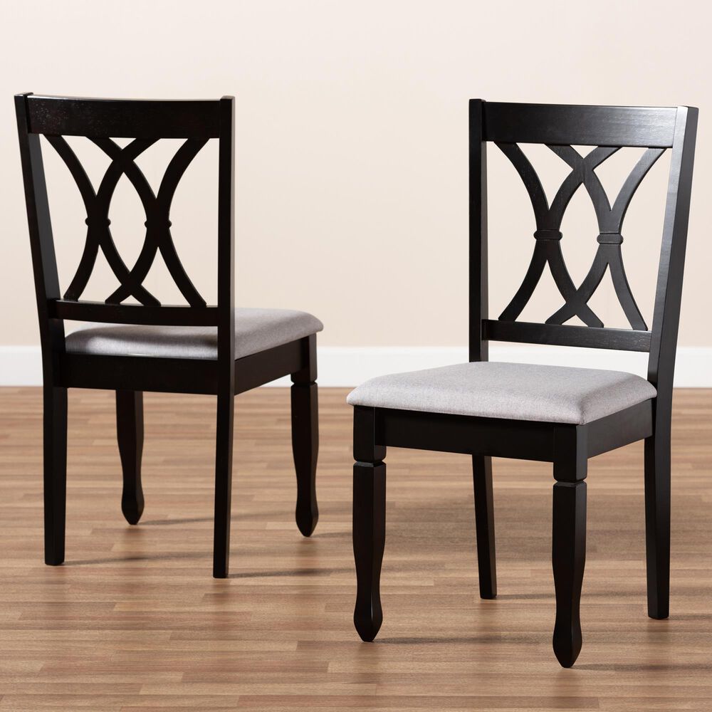 Baxton Studio Reneau Side Chair with Grey Cushion in Espresso Brown (Set of 2), , large