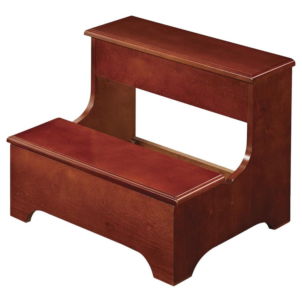 Pacific Landing Storage Step Stool in a Medium Wood Finish, , large