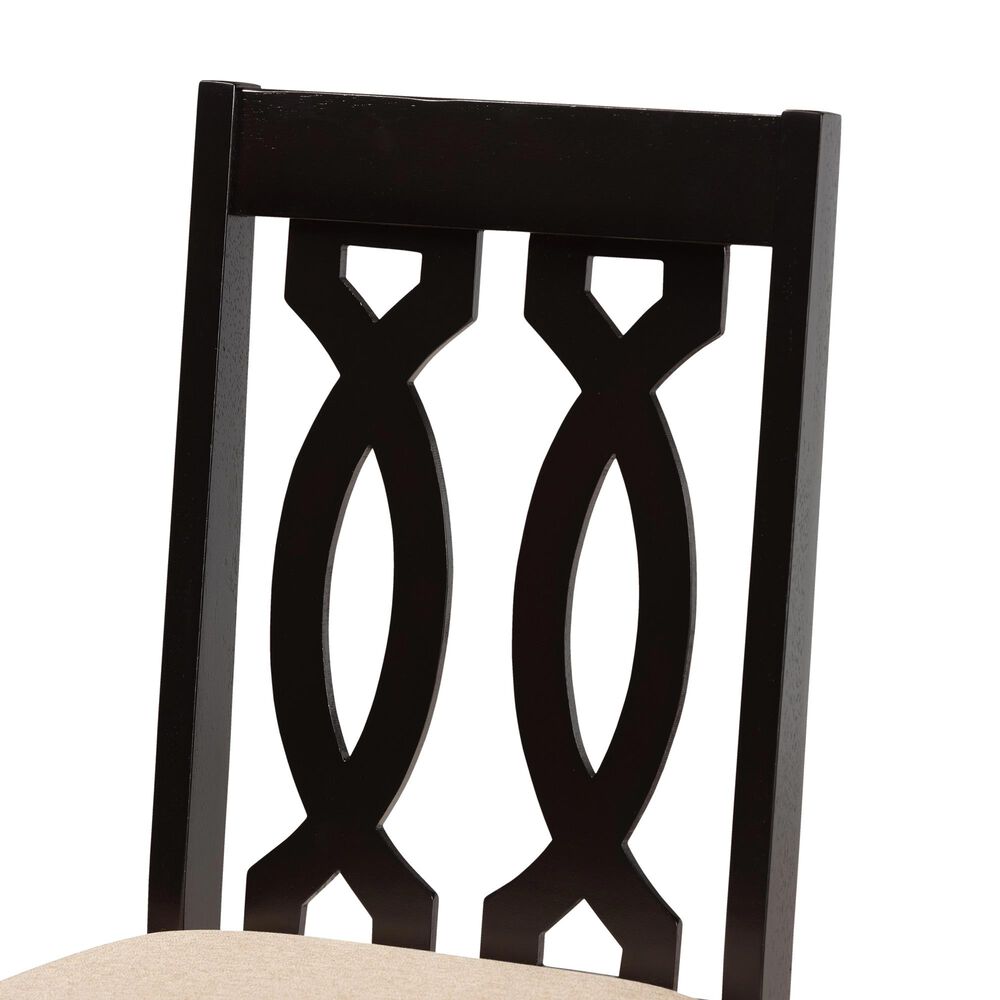 Baxton Studio Callie 7-Piece Dining Set in Sand/Dark Brown, , large