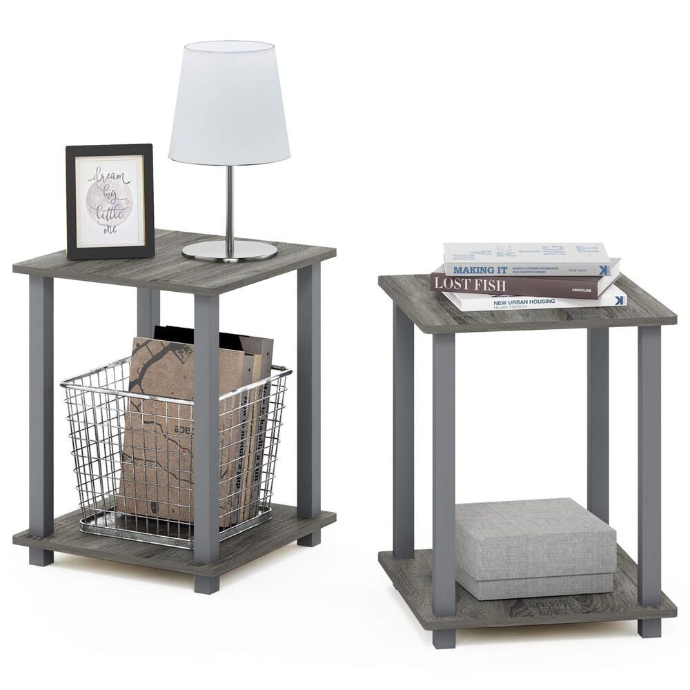 HOMLUX 2-Tier End Table in Gray (Set of 2), , large