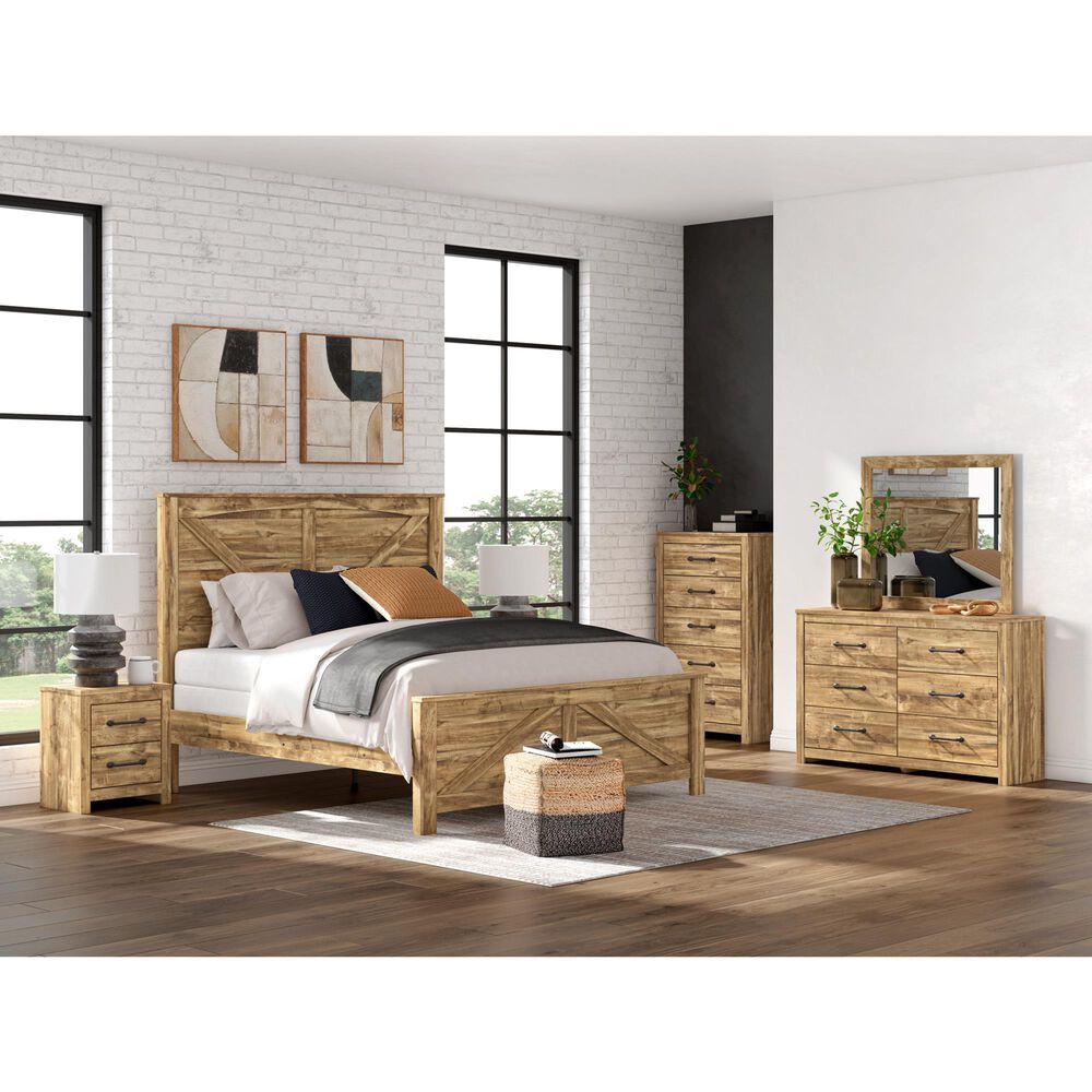 Ashley Maystonna King Crossbuck Panel Bed in Brown, , large