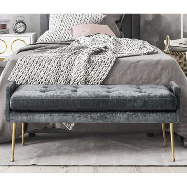 Tov Furniture Eileen Slub Velvet Bench in Grey, , large