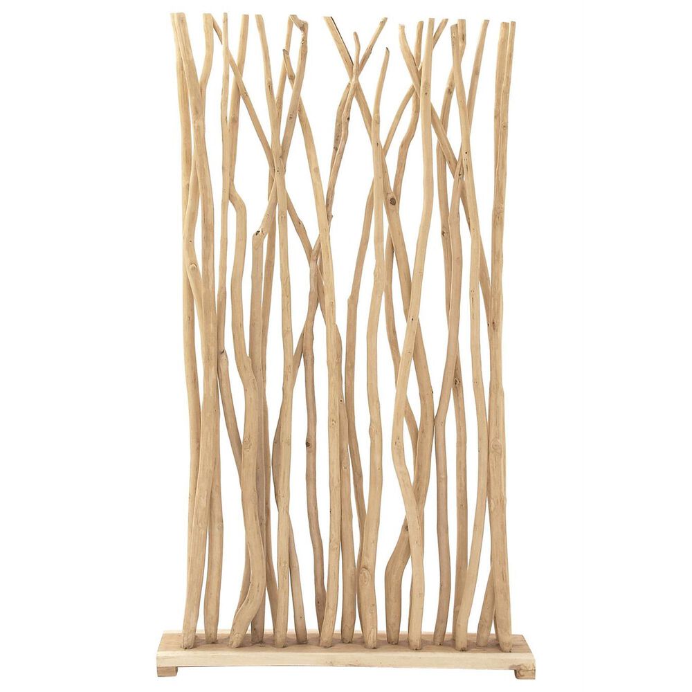Maple and Jade Teak Wood Single Panel Room Divider Screen with Raw Branches, , large