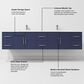 Lexora Home Geneva 84" Double Bathroom Vanity in Navy Blue with 2 cm White Cultured Marble Top and Rectangular Sinks, , large