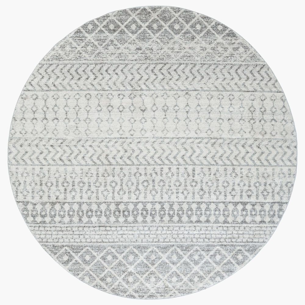 Surya Elaziz 3"11" Round Light Gray and White Area Rug, , large