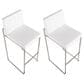 Lumisource Fuji High Back Barstool with White Faux Leather in Stainless Steel (Set of 2), , large