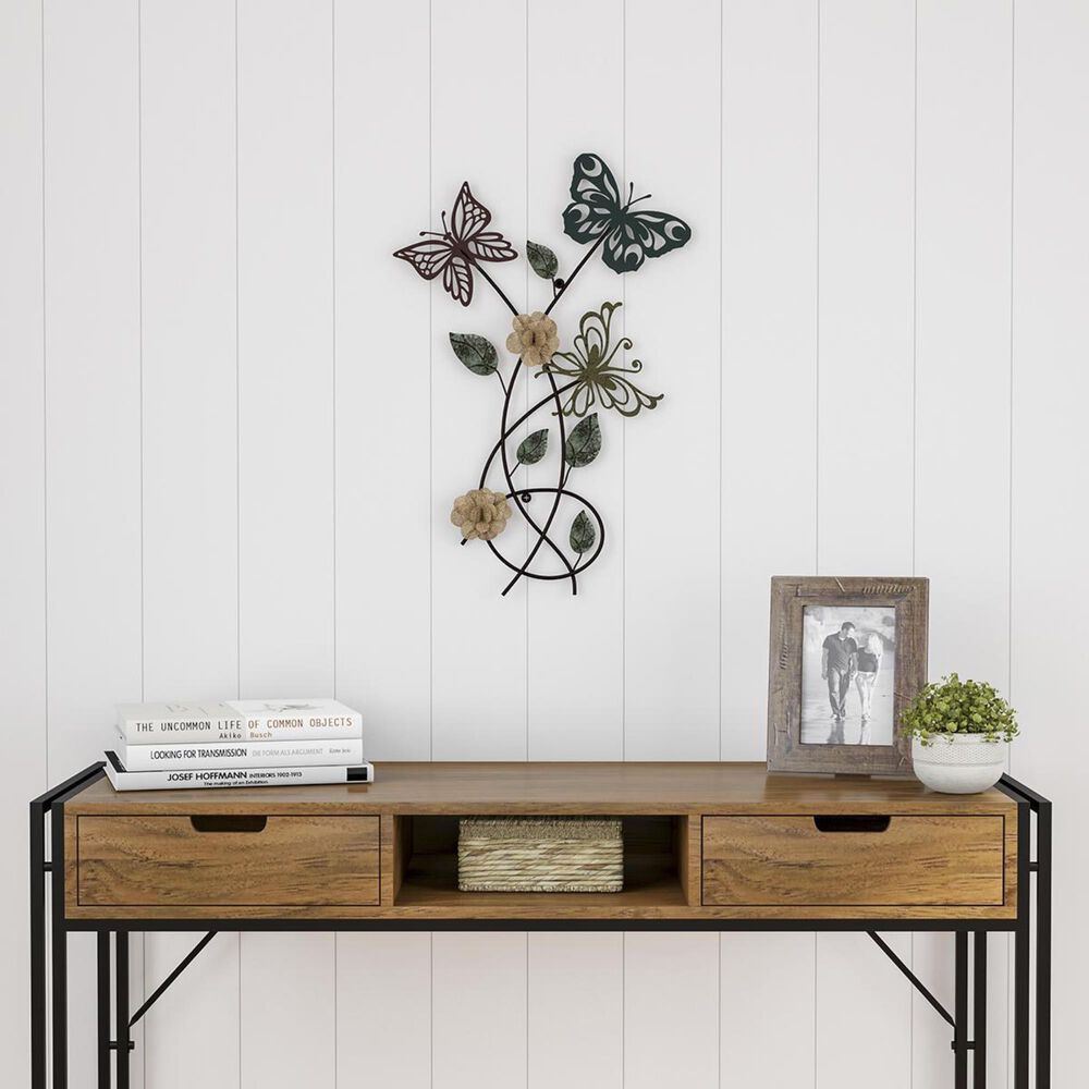 Timberlake Lavish Home Garden Butterfly Metal Art in Distressed Paint, , large