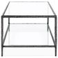 Furniture of America Lalia Coffee Table with Tempered Glass Top and Open Storage Shelf in Gun Metal, , large