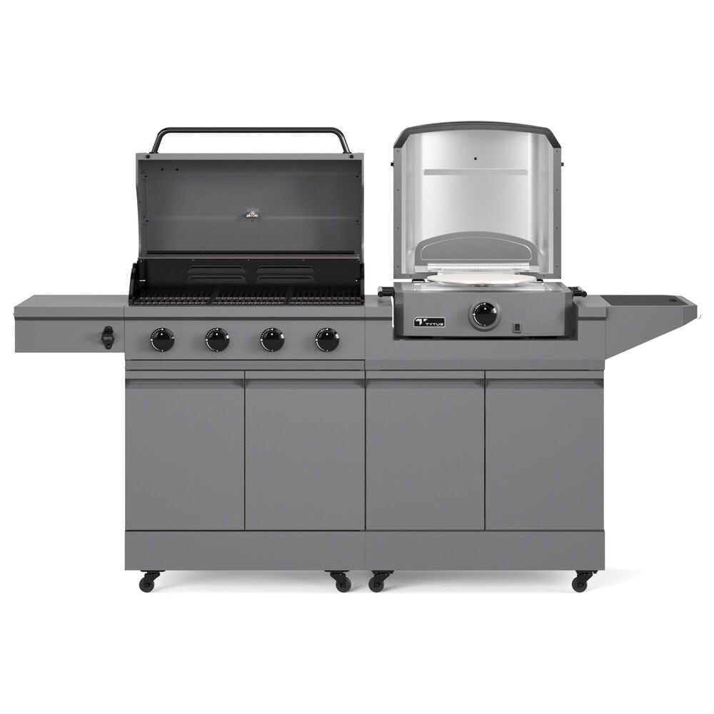 Tytus Anaheim and Emberwood 3-Piece Modular Duo with Gas Tabletop Pizza Oven in Gunmetal Gray, , large
