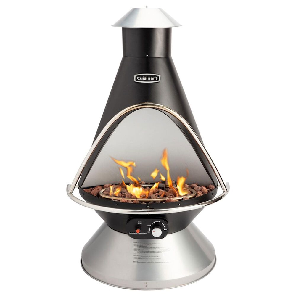 Cuisinart Chimenea Outdoor Propane Fire Pit in Black and Stainless Steel, , large