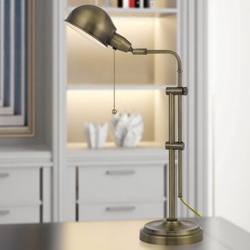 Cal Lighting Pharmacy Desk Lamp with Pull Chain Switch in Antique Brass, , large