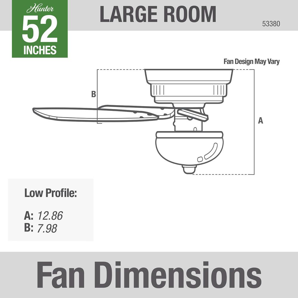 Hunter Kenbridge Low Profile 52&quot; Ceiling Fan with LED Lights in Brushed Nickel, , large