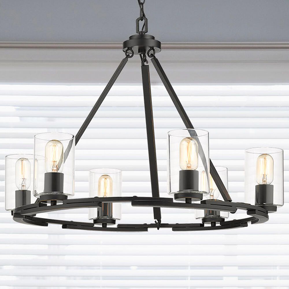 Golden Lighting Monroe 6-Light Chandelier in Matte Black and Gold, , large