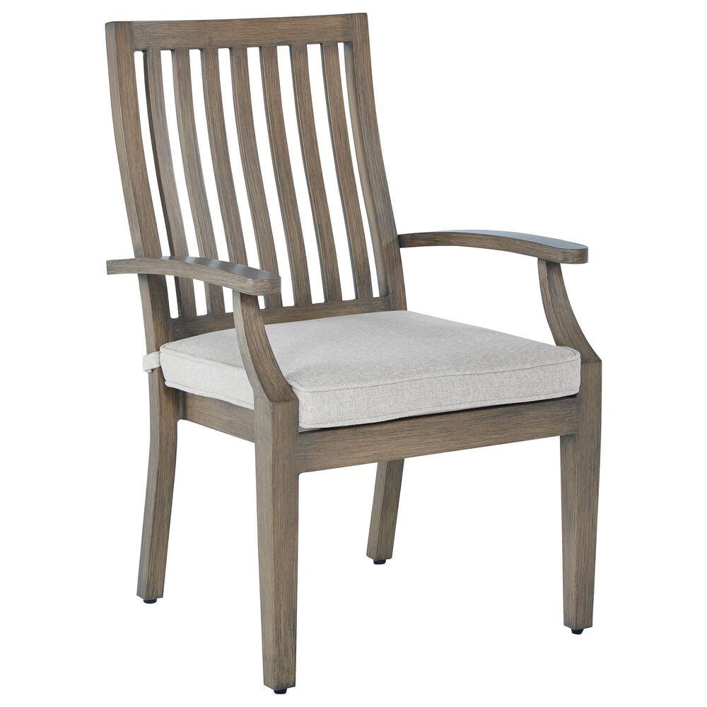 Ashley Rainier Ranch 7-Piece Patio Rectangular Dining Set in Brown and Beige, , large