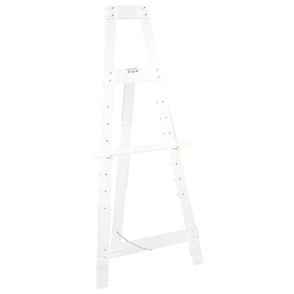 Maple and Jade 57&quot; Adjustable 7-Tier Display Easel with Metal Hardware and Chain Support in Glossy Clear and Gold, , large