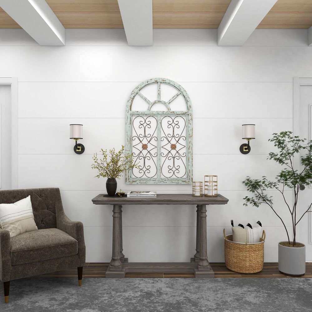 Maple and Jade 45&quot; x 28&quot; Wall Decor in Distressed White and Brown, , large