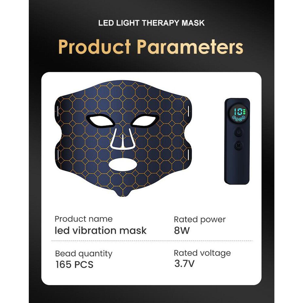 EZlife Red Light Therapy Mask with Vibration in Black, , large