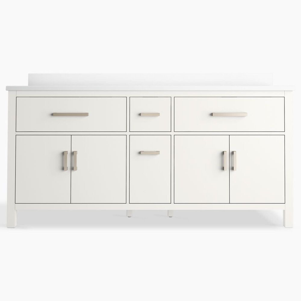 Kohler Kresla 72" Double Bathroom Vanity in White with 3 cm White Quartz Top and Rectangular Sinks, , large