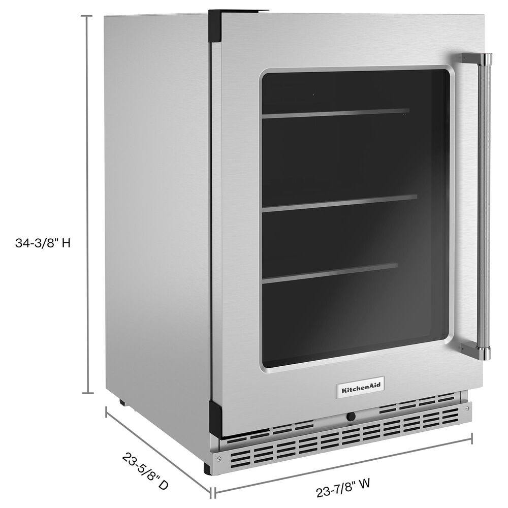 KitchenAid 24&quot; Undercounter Refrigerator with Glass Door and Shelves in Stainless Steel, , large