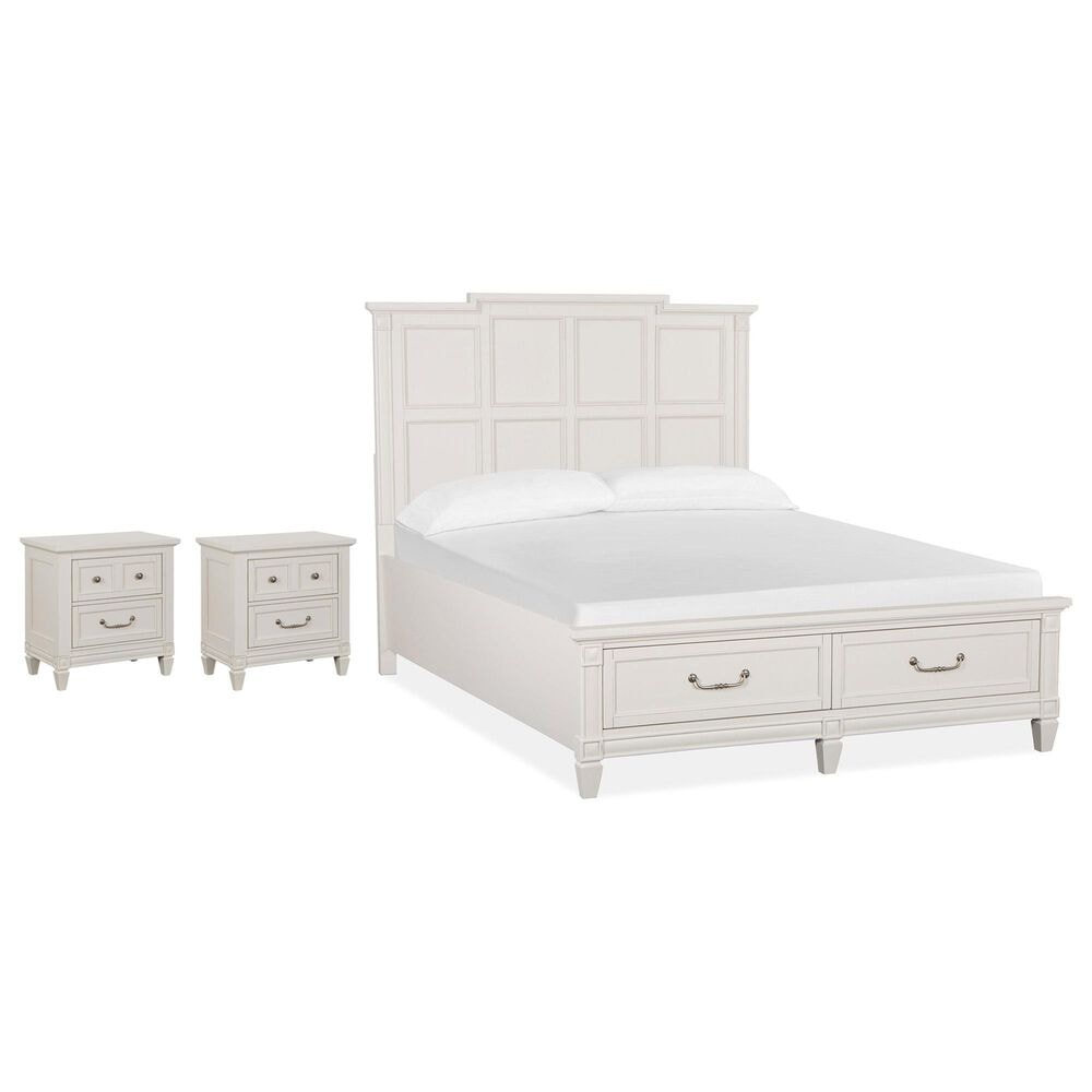 Nicolette Home Willowbrook Queen Storage Bed with Two Nightstands in Egg Shell White, , large