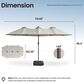 HOMLUX 15" Double-Sided Outdoor Market Umbrella with Sandbag Base and White LED Beads in Light Gray, , large