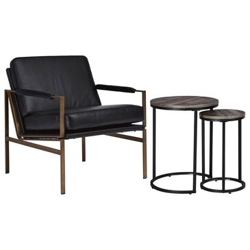 Signature Design by Ashley Chair and Side Table in Black, , large