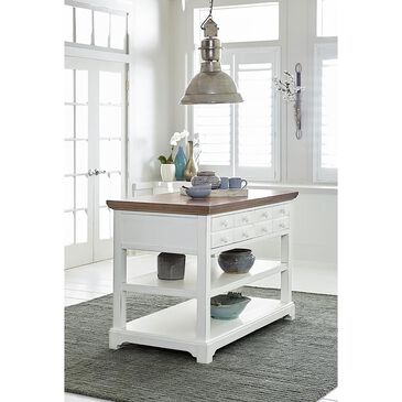 Tiddal Home Shutters Kitchen Island in Light Oak and Distressed White, , large