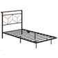 HOMLUX Twin Floating Bed Frame with LED Headboard and Charging Station in Black, , large