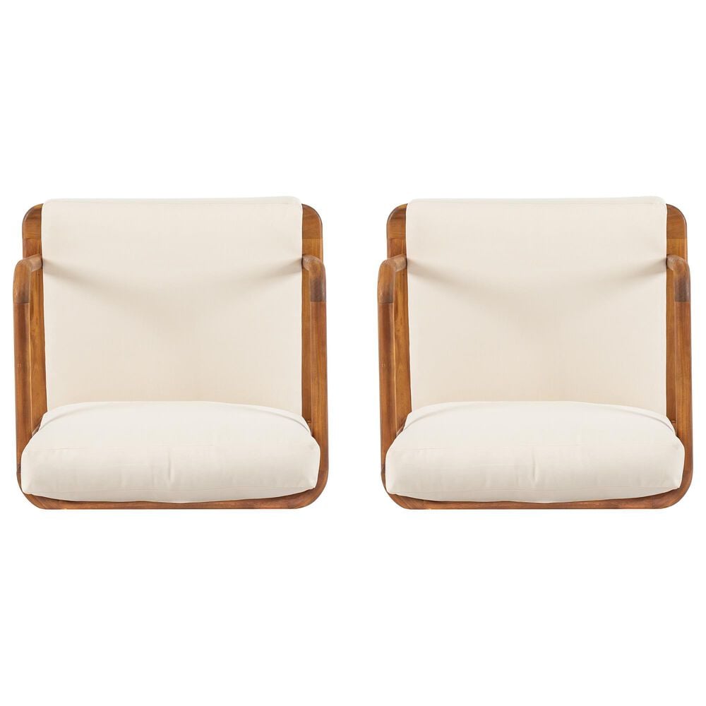Hearth and Haven Canape Outdoor Club Chair with Curved Arms and Cushions in Cream (Set of 2), , large