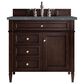 James Martin Vanities Brittany 36" Single Bathroom Vanity in Burnished Mahogany with 3 cm Parisien Bleu Quartz Top and Rectangular Sink, , large
